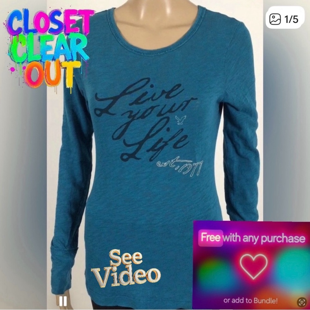 👛 (ANY 2/$20) AMERICAN EAGLE OUTFITTERS Long Sleeved Crew Neck T Shirt